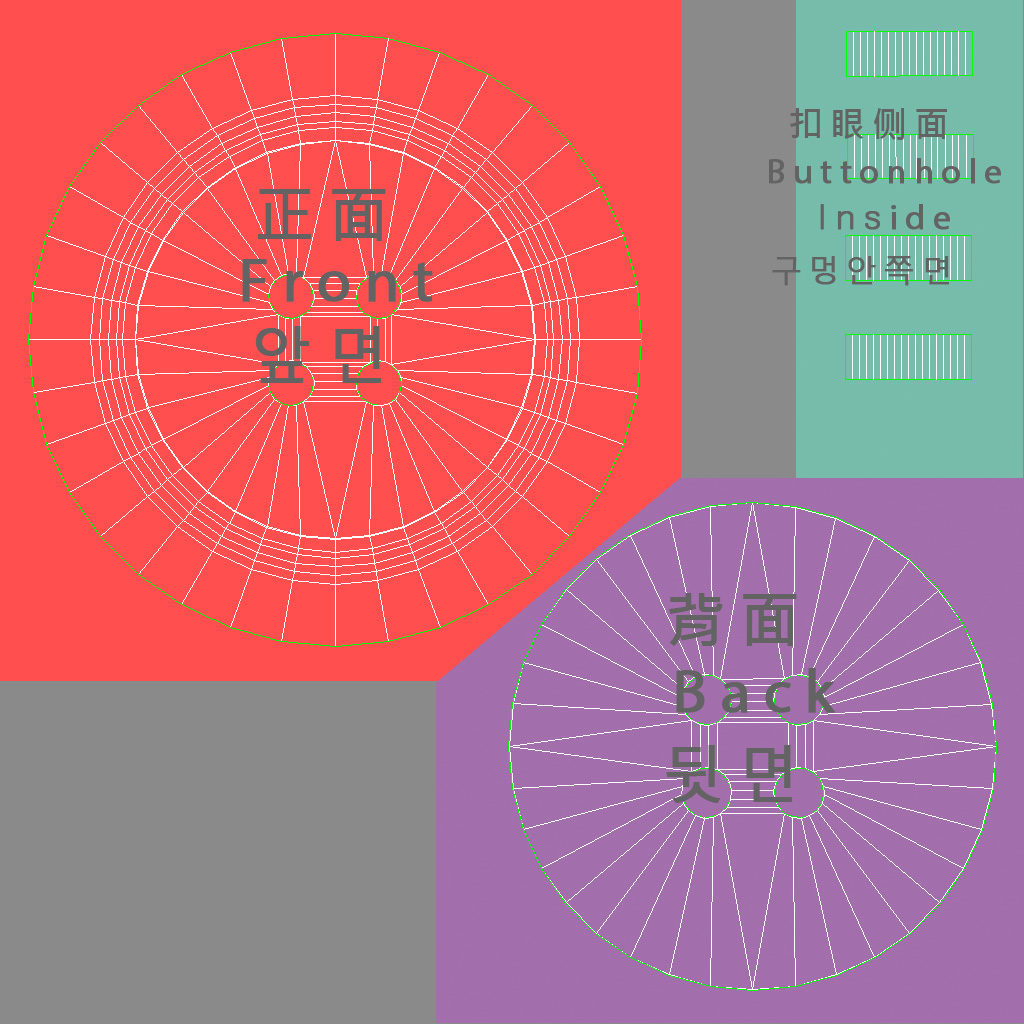 This is the UV map included in the Clo software for Sew Through button #1